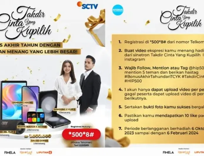 Banyak Hadiah Menarik, Program Berhadiah DuniaKuis Sinetron ‘TAKDIR CINTA YANG KUPILIH’ Hadir - Ini Caranya Buat Ikutan!
